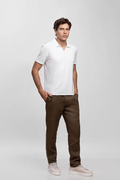 Khaki green 100% Linen Jogger Fit Pants