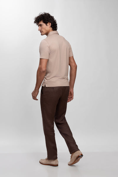 Brown 100% Linen Jogger Fit Pants