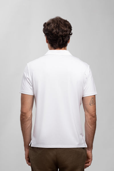 White Modal V-Neck Polo