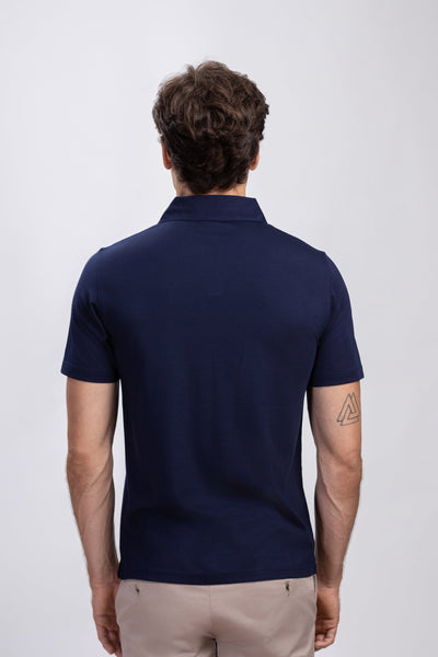 Navy Modal V-Neck Polo