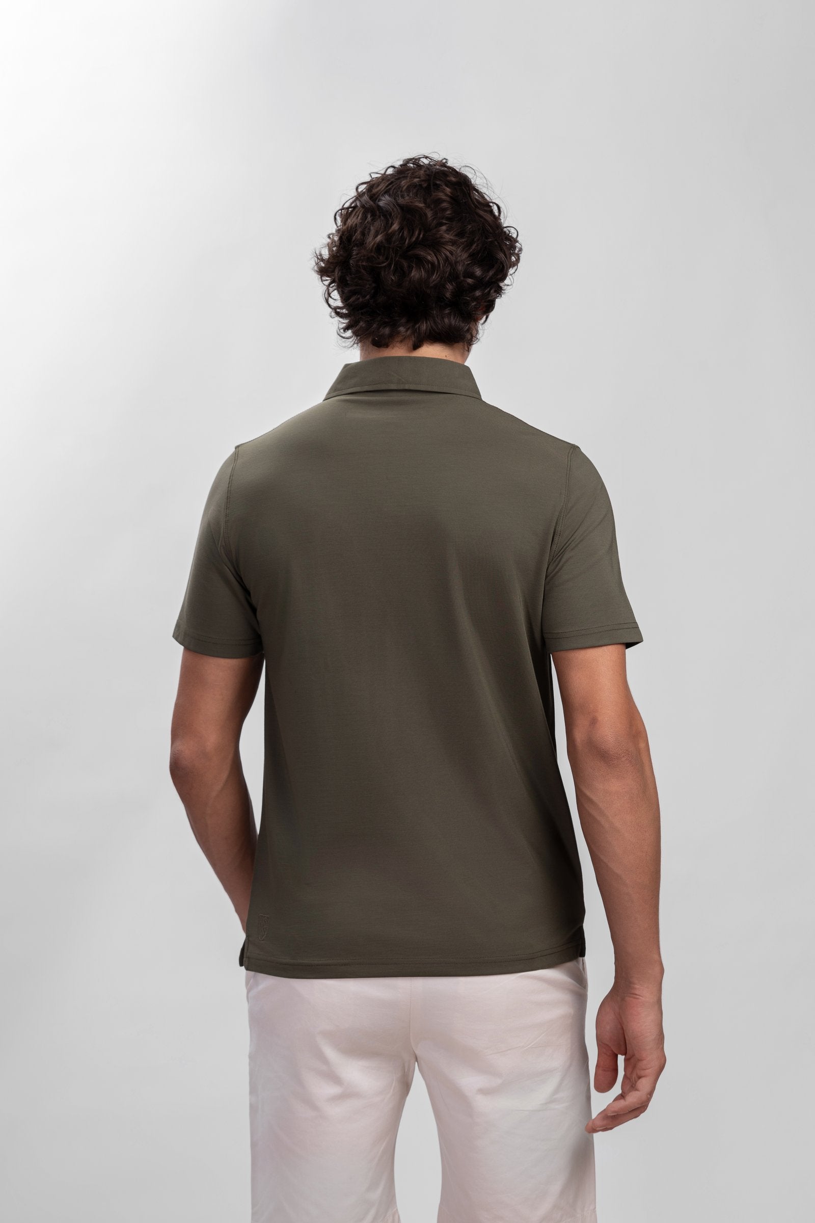 Olive green Modal V-Neck Polo