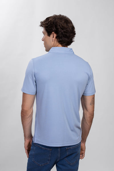 Sky Blue Modal V-Neck Polo