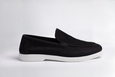 Black Soft Split Leather Loafers