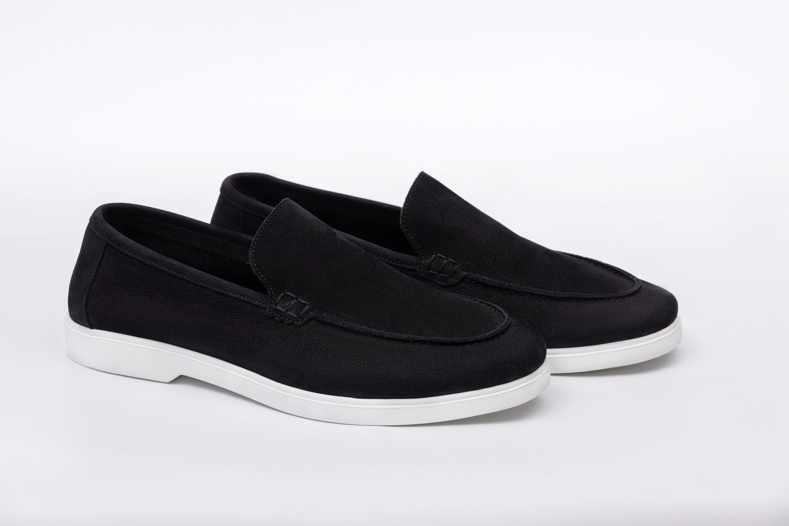 Black Soft Split Leather Loafers