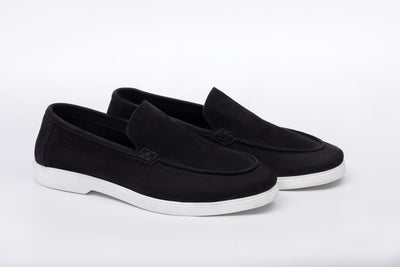 Black Soft Split Leather Loafers