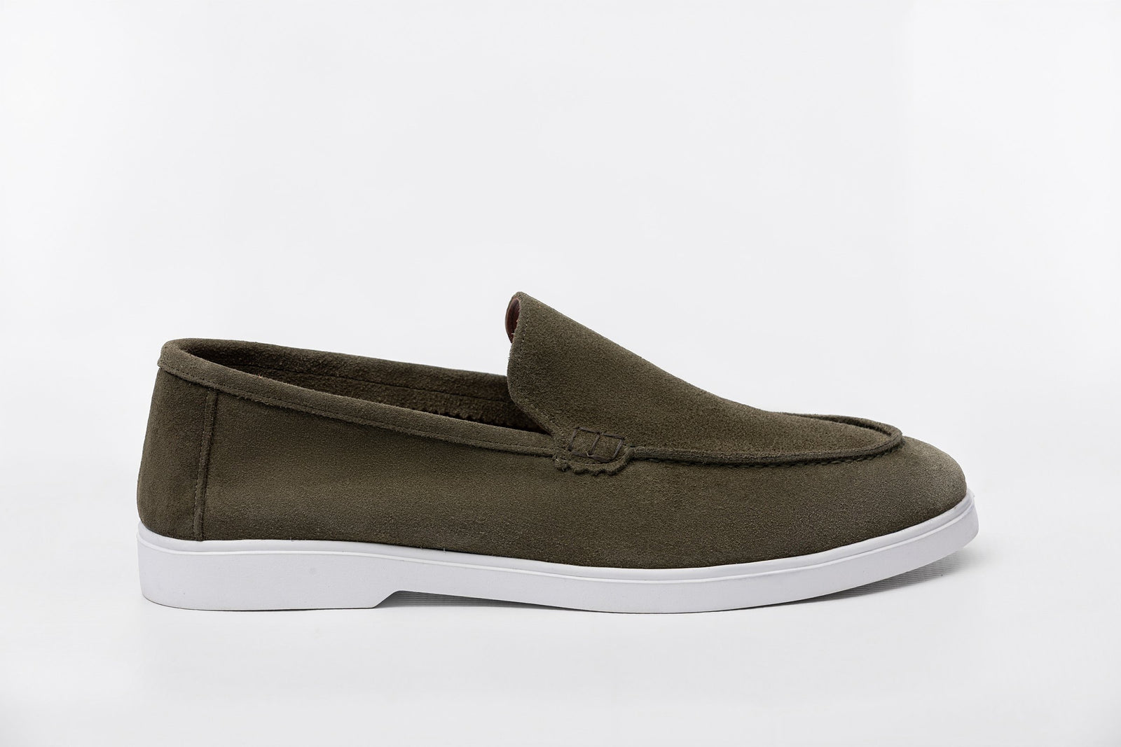 Khaki green Soft Split Leather Loafers