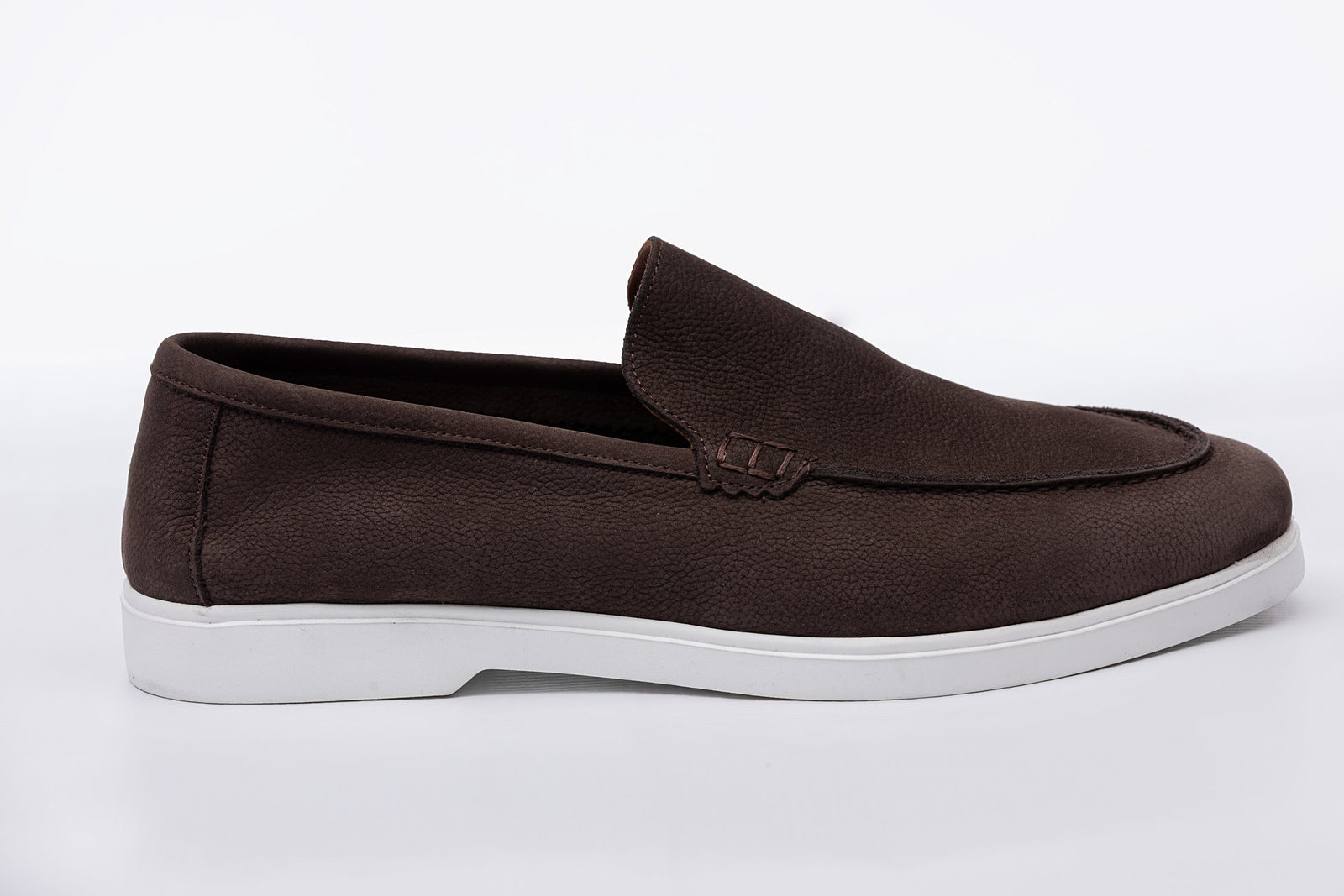 Brown Soft Split Leather Loafers