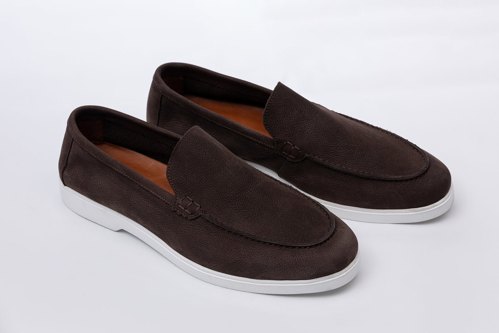 Brown Soft Split Leather Loafers