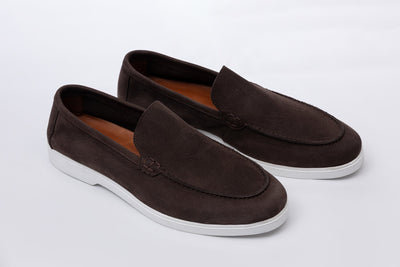 Brown Soft Split Leather Loafers
