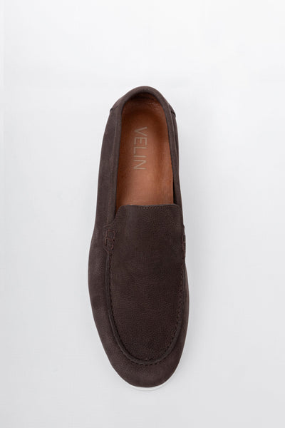 Brown Soft Split Leather Loafers