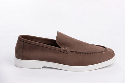 Taupe Soft Split Leather Loafers