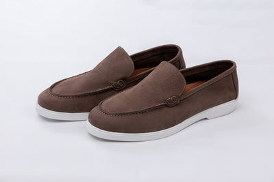 Taupe Soft Split Leather Loafers