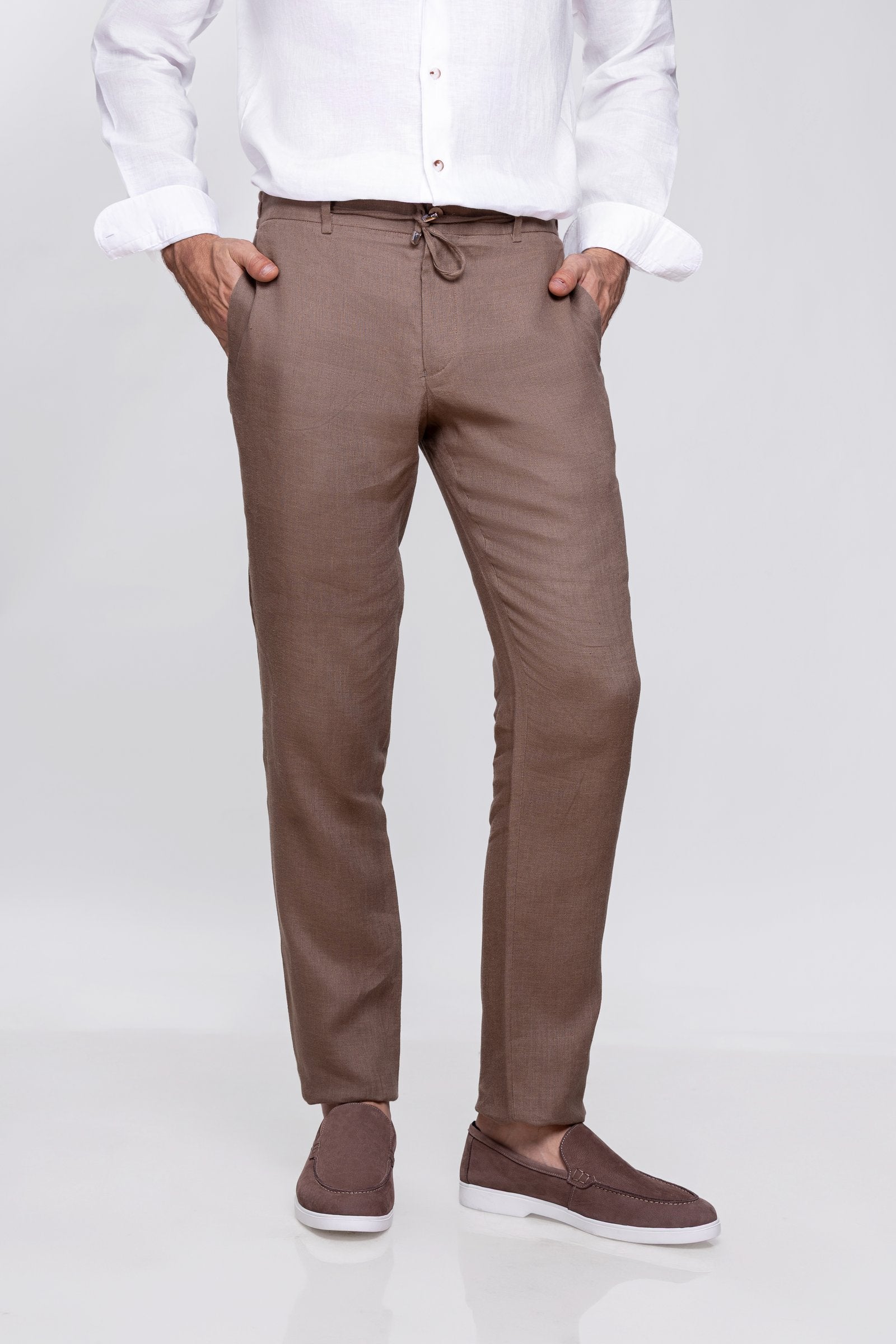 Taupe Soft Split Leather Loafers