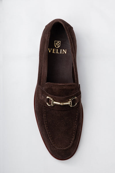 Brown Bit-Detail Suede Leather Loafers