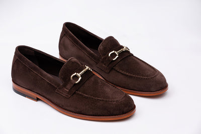 Brown Bit-Detail Suede Leather Loafers