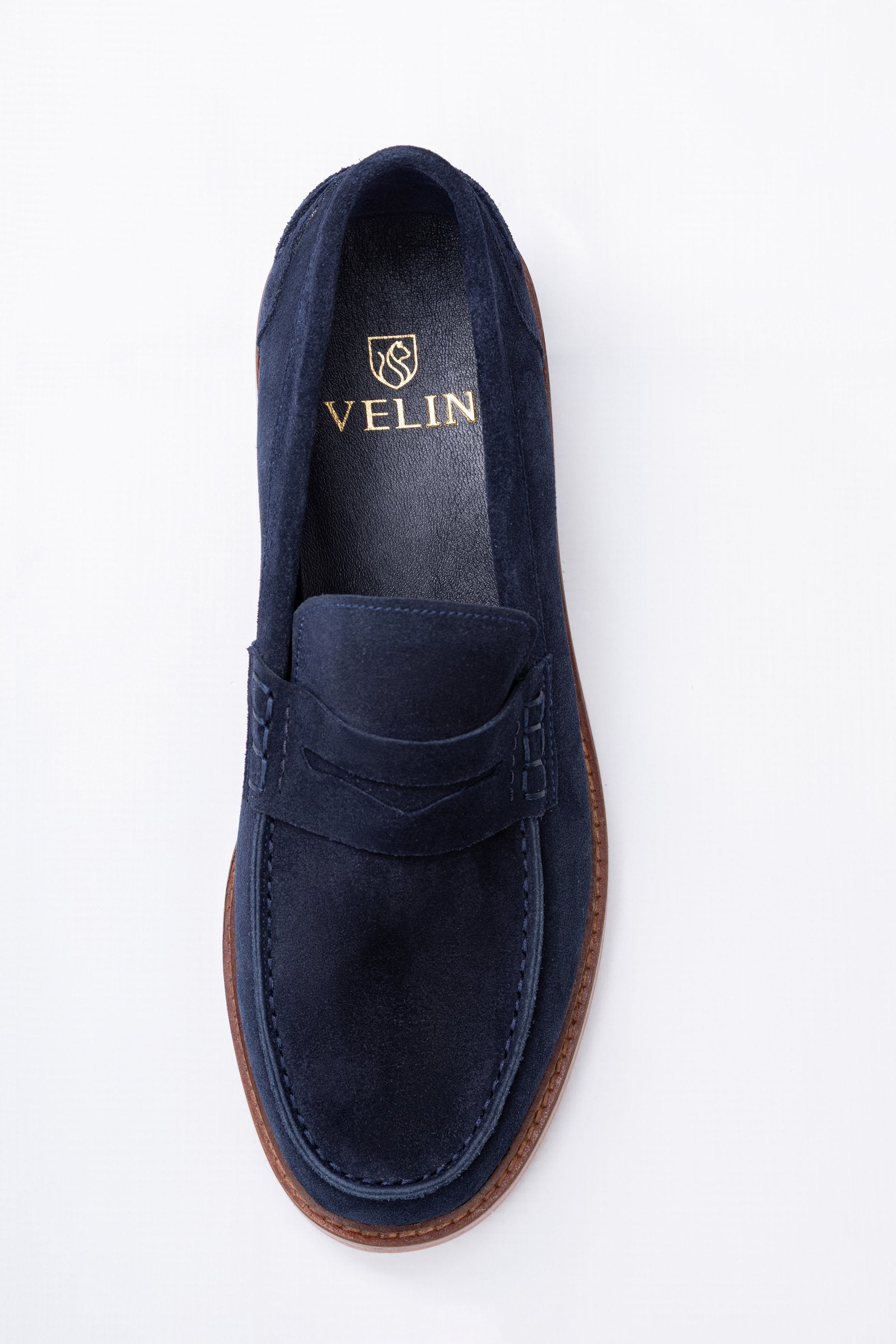 Navy Suede Leather Penny Loafers