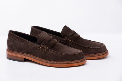 Brown Suede Leather Penny Loafers