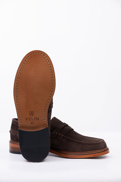 Brown Suede Leather Penny Loafers