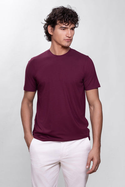 Burgundy Short Sleeve Modal T-Shirt